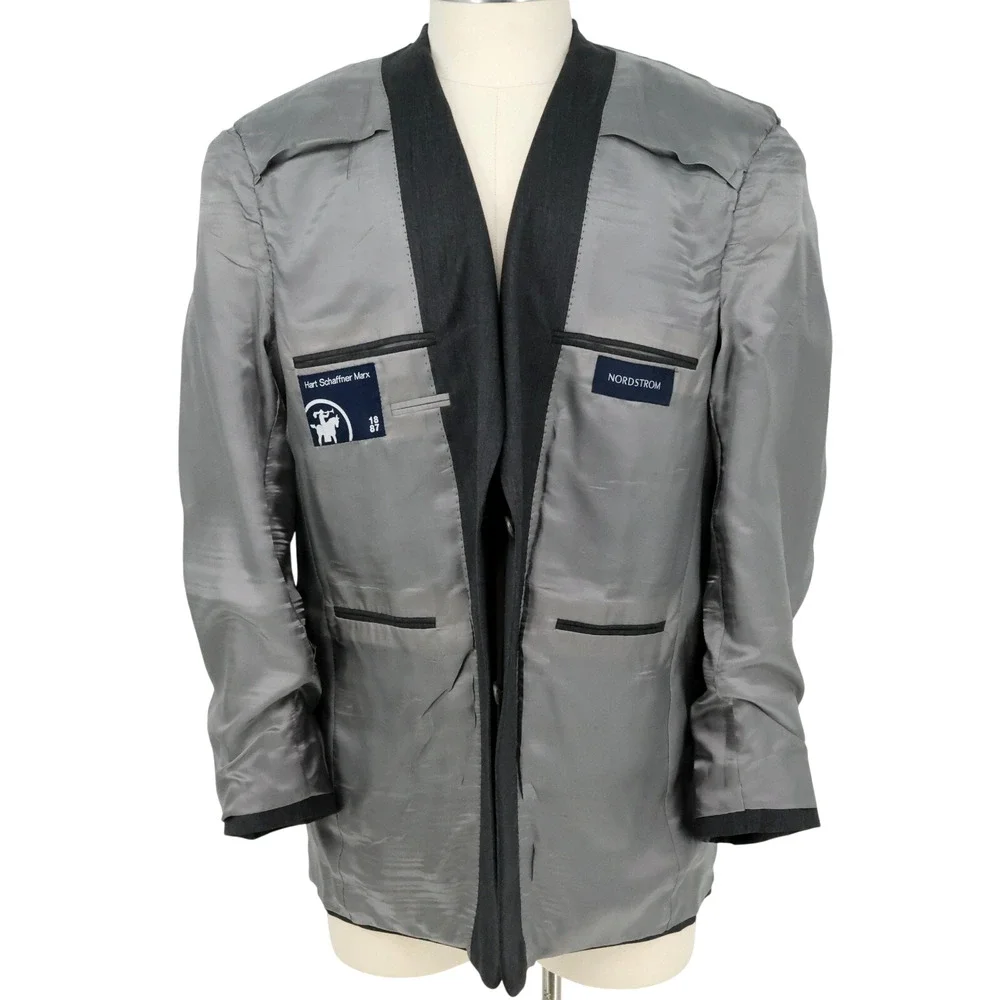 Hart Schaffner Marx 1887 Sport Coat Mens 44R Gray Wool Jacket Blazer Preppy